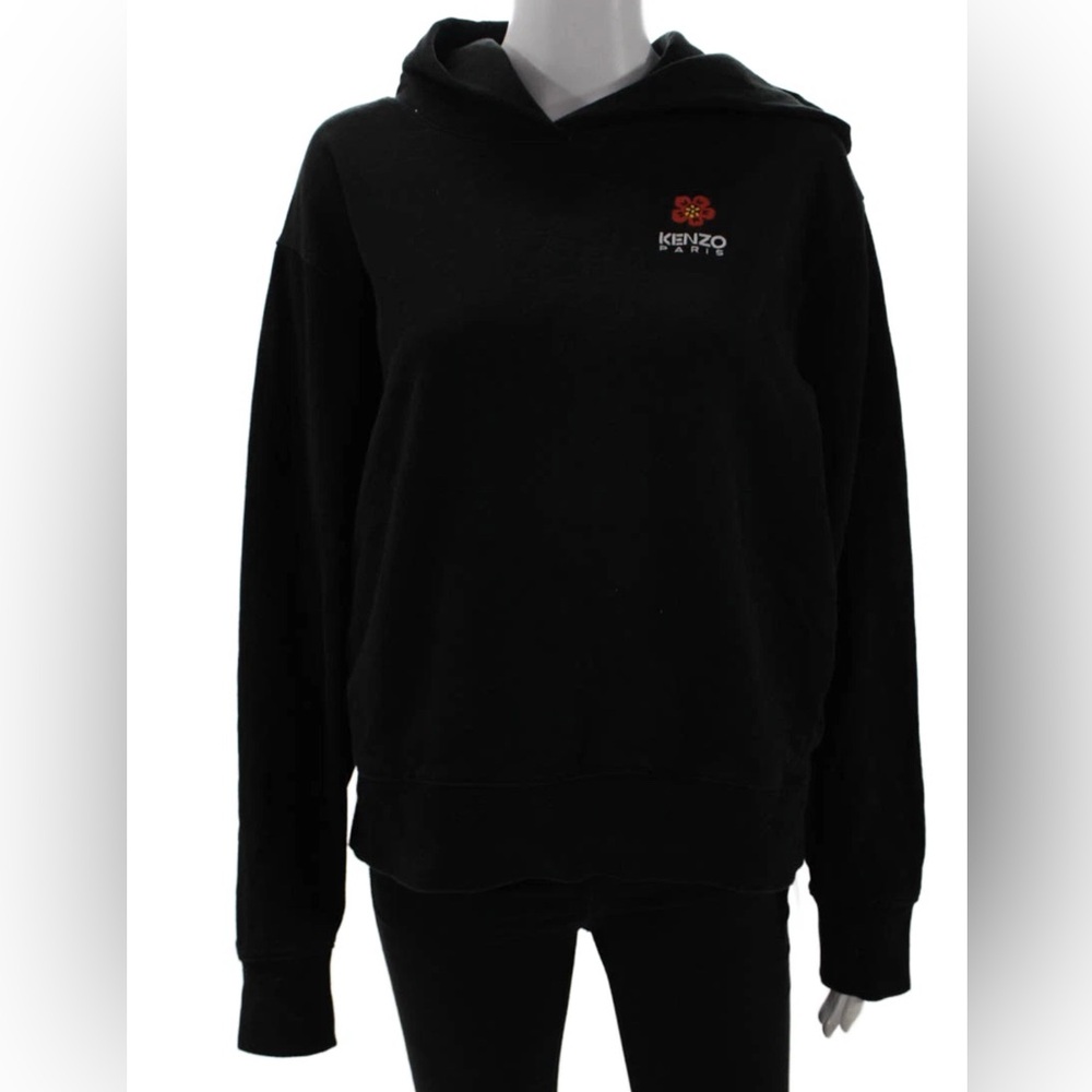 Kenzo Black Hoodie Sweater with Red Accent